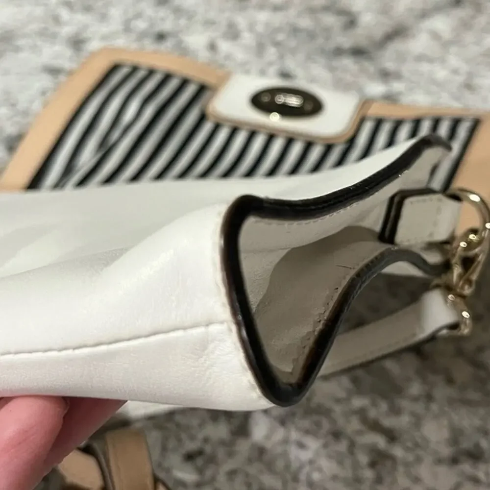 Kate Spade Hampton Road Juliana Turn Lock White Leather 2 Way Crossbody Clutch